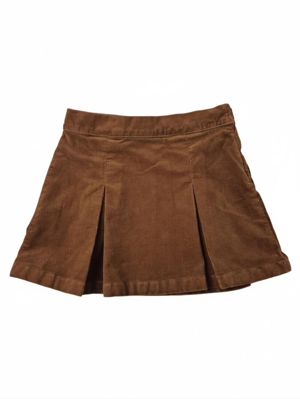 Crewcuts Girls Brown Corduroy Box Pleated Skirt Size 12 Adjustable Waist